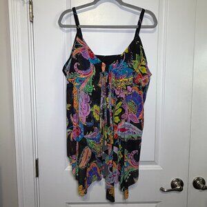 Women's Size 24W Mazu Swim Mesh Floral Overlay Tankini Top
